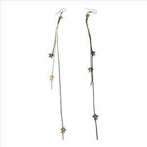 Vintage Goldtone Leaf Dangle Fringe Earrings